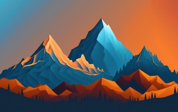 AI Art, Illustration, Mountains, Vector Art Wallpaper