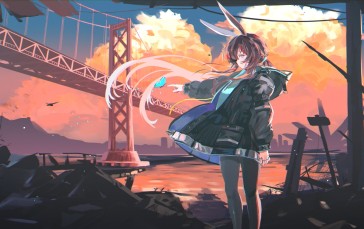 Anime Girls, Arknights, Amiya (Arknights), Bridge Wallpaper
