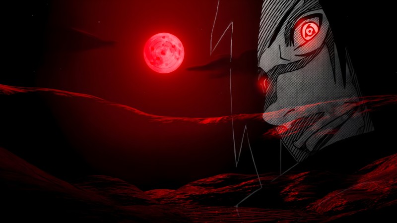Black, Naruto (anime), Uchiha Madara, Moon, Red Wallpaper