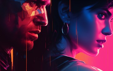 AI Art, Synthwave, Purple Glow, Blade Runner Wallpaper