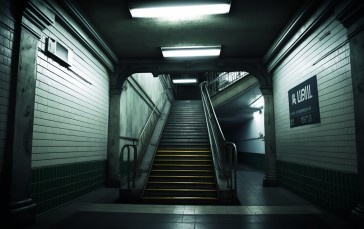 AI Art, Subway, Stairs, Interior Wallpaper