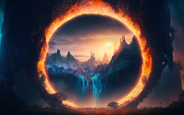 Elven, Portal, Magic, AI Art Wallpaper