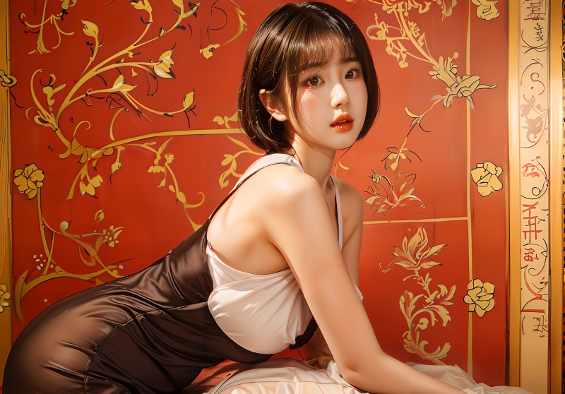 Short Hair, Side View, Young Women, Drawing, Looking at Viewer Wallpaper