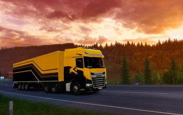 Landscape, Euro Truck Simulator 2, Austria, Highway, DAF Wallpaper