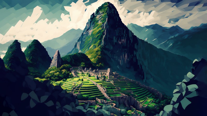 AI Art, Machu Picchu, Peru, Andes , Mountains Wallpaper