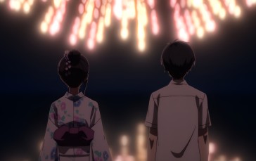 The Tunnel to Summer, the Exit of Goodbye, Fireworks, Yukata, Anime Girls Wallpaper
