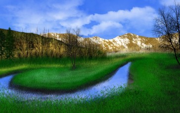 Digital Painting, Digital Art, Nature, Landscape, Creeks, Water Wallpaper