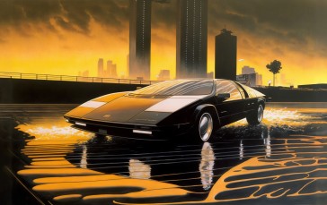 Retro Science Fiction, Sports Car, Illustration, Futuristic, Car Wallpaper