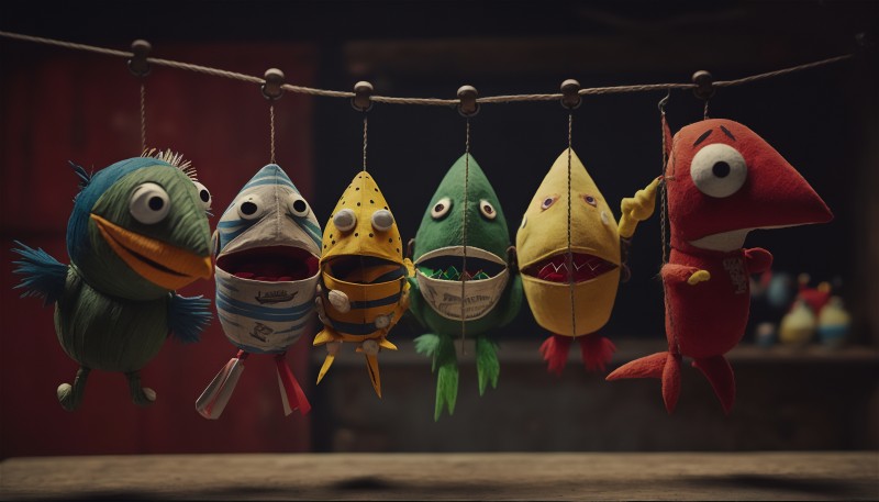AI Art, Puppets, Fish Wallpaper