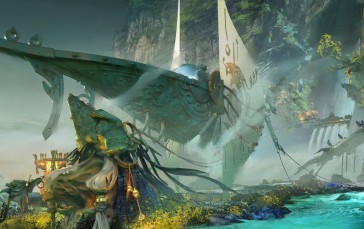 Water, Plants, Fantasy Art, Ship Wallpaper