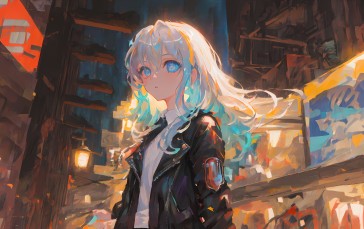 Anime, Anime Girls, Blue Eyes, Looking at Viewer, Jacket, Pixiv Wallpaper