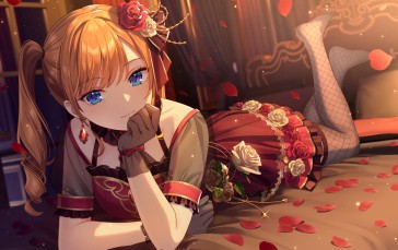 Anime, Anime Girls, Lying on Front, Gloves Wallpaper