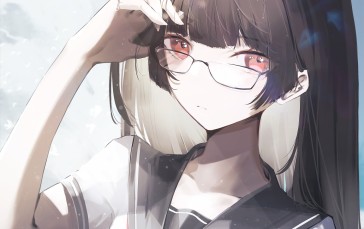 Anime Girls, School Uniform, Portrait Display, Glasses, Schoolgirl Wallpaper
