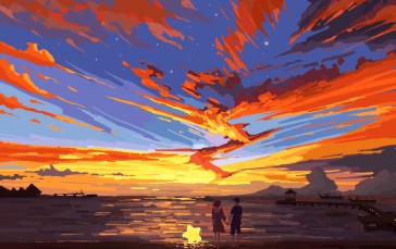 Clouds, Artwork, Sky, Sunset Wallpaper