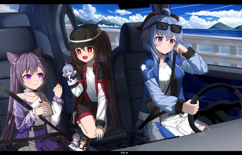 Anime, Genshin Impact, Anime Girls, Car, Keqing (Genshin Impact) Wallpaper