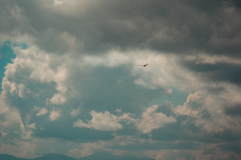 Clouds, Airplane, Sky, Flying, Minimalism Wallpaper