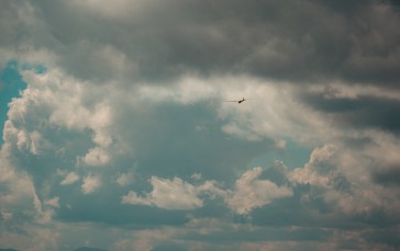 Clouds, Airplane, Sky, Flying, Minimalism Wallpaper
