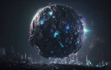 AI Art, Sphere, Science Fiction, Technology Wallpaper