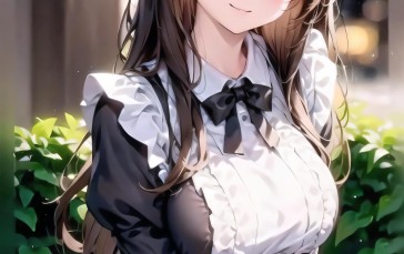 AI Art, Anime Girls, Long Hair, Black Hair Wallpaper