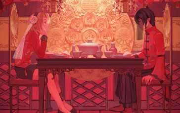 Fuwan, Manga, Pointy Ears, Tea, Sitting Wallpaper