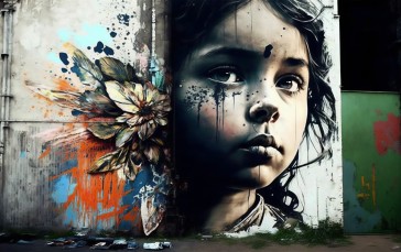 AI Art, Children, Street Art, Face Wallpaper
