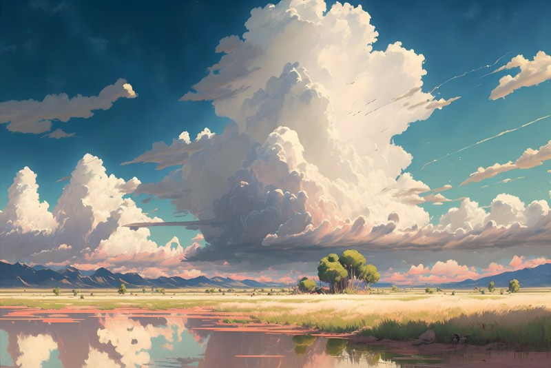Landscape, Clouds, Reflection, Nature Wallpaper