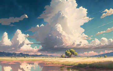 Landscape, Clouds, Reflection, Nature Wallpaper