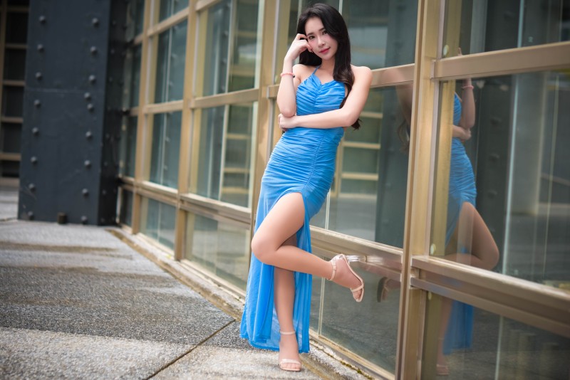 Women, Model, Asian, Blue Dress Wallpaper