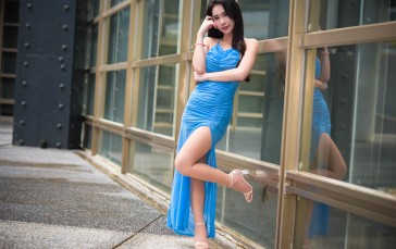 Women, Model, Asian, Blue Dress Wallpaper