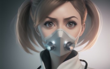 Mask, Nurse Outfit, Brown Eyes, Women, Looking at Viewer, AI Art Wallpaper