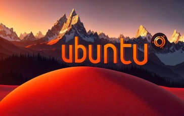 Ubuntu, AI Art, Mountains, Forest Wallpaper
