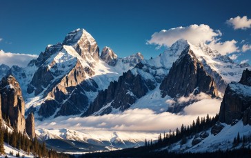 AI Art, Mountains, Mountain View, Snow Wallpaper