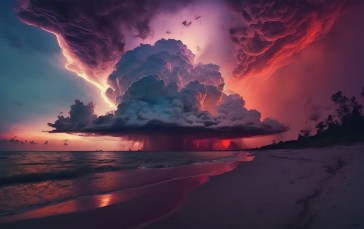 AI Art, Colorful, Clouds, Beach Wallpaper