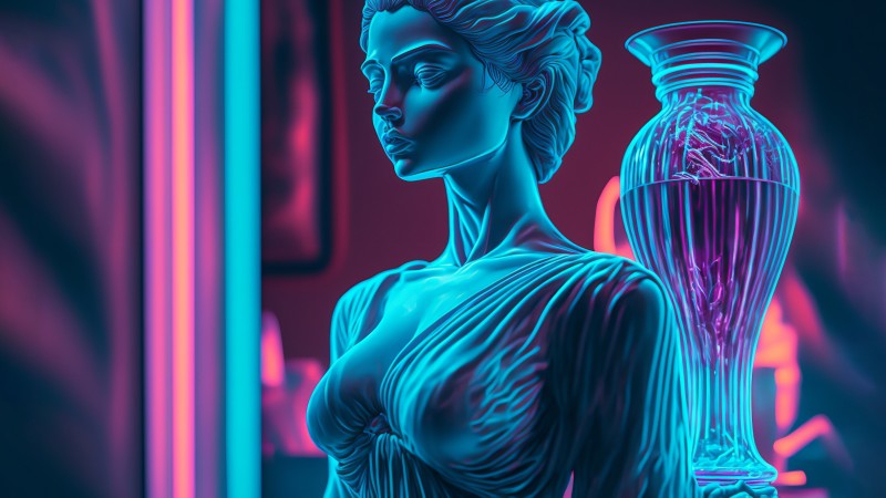 AI Art, Vaporwave, Neon Wallpaper