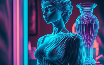 AI Art, Vaporwave, Neon Wallpaper