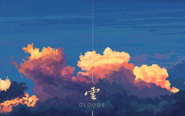 Clouds, Sky, Kanji Wallpaper