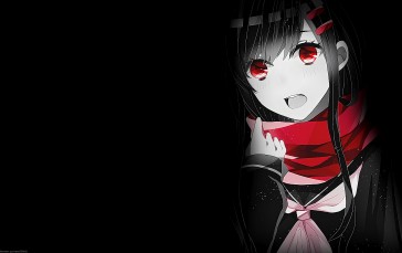 Selective Coloring, Black Background, Dark Background, Simple Background, Anime Girls Wallpaper