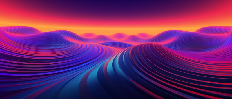 Synthwave, Dunes, Sunset, AI Art Wallpaper
