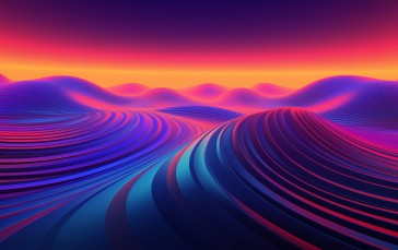 Synthwave, Dunes, Sunset, AI Art Wallpaper