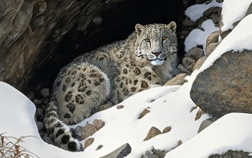 AI Art, Portrait Display, Snow Leopards, Animals, Snow Wallpaper
