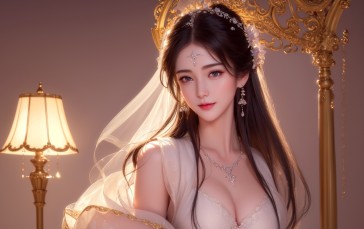 AI Art, Women, Asian, Necklace, Cleavage Wallpaper