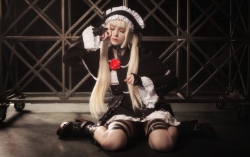 Karina Salakhutdinova, Women, Cosplay, Maid Outfit, Shoes, Marie Rose (Dead or Alive) Wallpaper