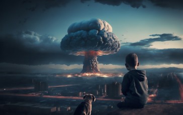 Mushroom Clouds, Atomic Bomb, City, Children Wallpaper