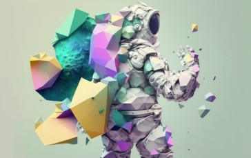AI Art, Pastel, Astronaut, Spacesuit, Simple Background Wallpaper