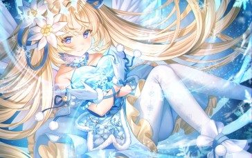 Anime, Anime Girls, Blonde, Blue Eyes, Flower in Hair, Gloves Wallpaper