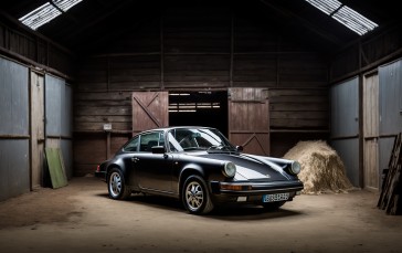 AI Art, Car, Sports Car, Barn, Old, Porsche Wallpaper