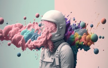AI Art, Astronaut, 3D Abstract, Colorful Wallpaper