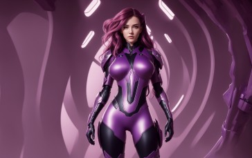 AI Art, Women, Purple Background, Futurism Wallpaper