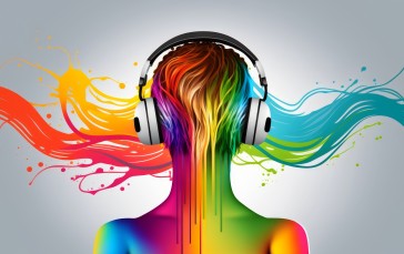 AI Art, Women, Colorful, Headphones Wallpaper