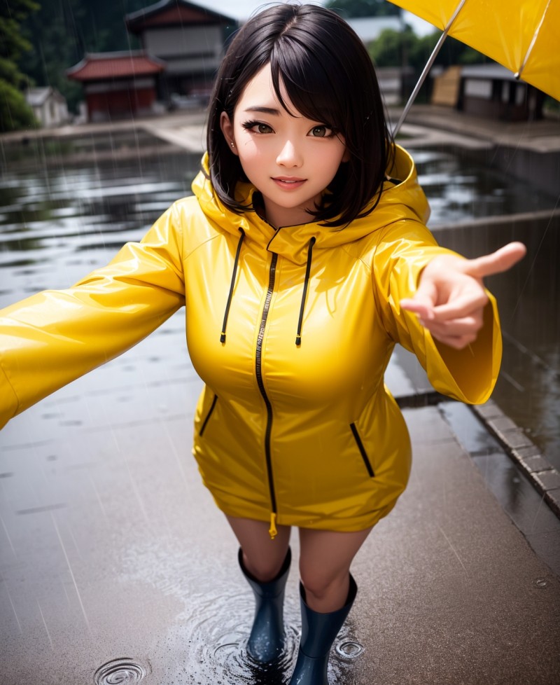 Asian, Portrait Display, Rain, Umbrella, Boots, Raincoat Wallpaper